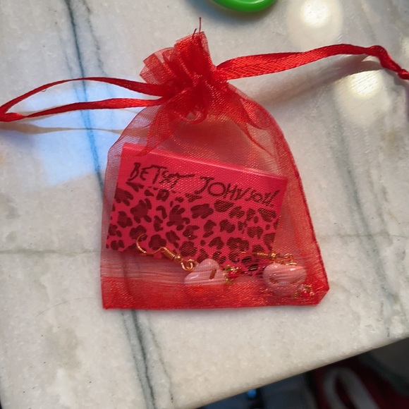 betsy johnson rose earrings eyelashes christmas gift bag gold sparkle enamel - Picture 2 of 3